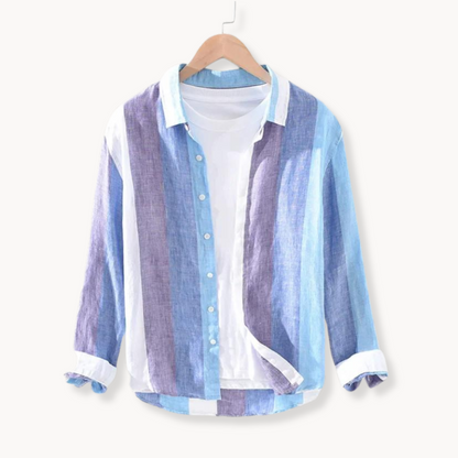 Rupert | Camisa de lino a rayas Seascape con botones