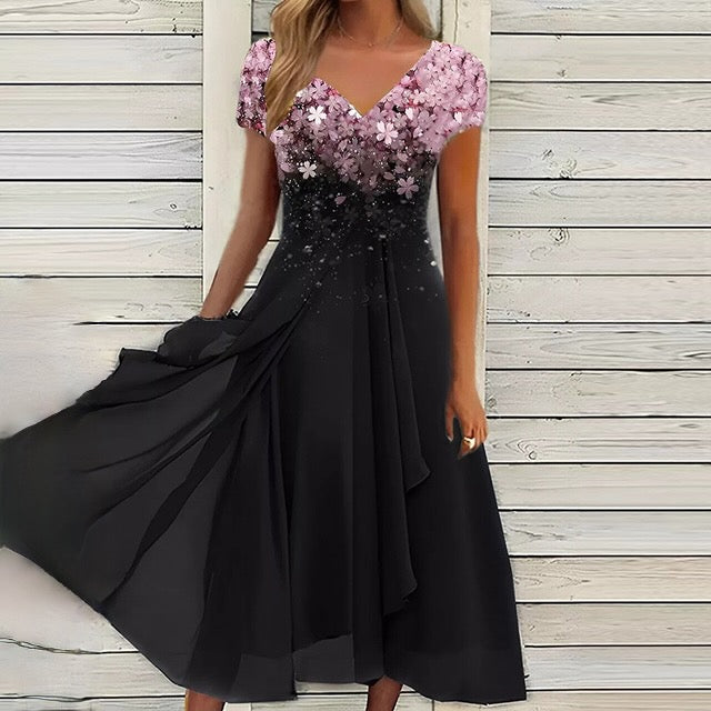 Vestido de encaje con cuello en O y medias mangas