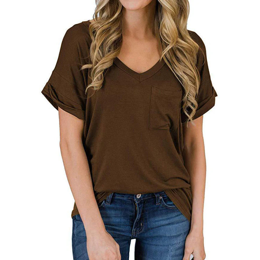Camiseta de mujer con cuello en V