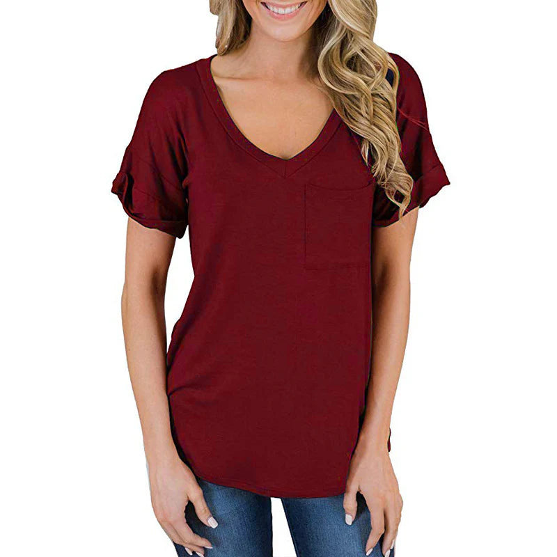 Camiseta de mujer con cuello en V