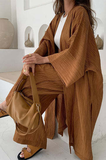 Elegancki Komplet Damski 2 Częściowy Kimono i Spodnie
