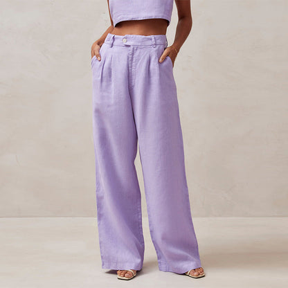 Berke - Pantalones de talle alto para mujer con perneras rectas sueltas