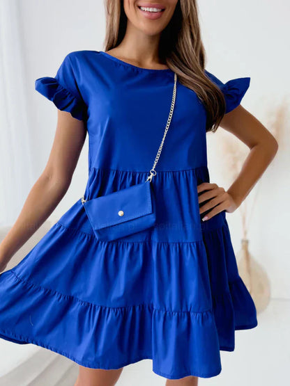 Vestidos con mangas anchas y escote redondo y dobladillo irregular