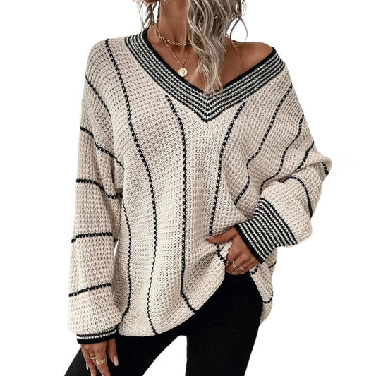 Wasina Sweater | Jersey de rayas holgado con cuello en V