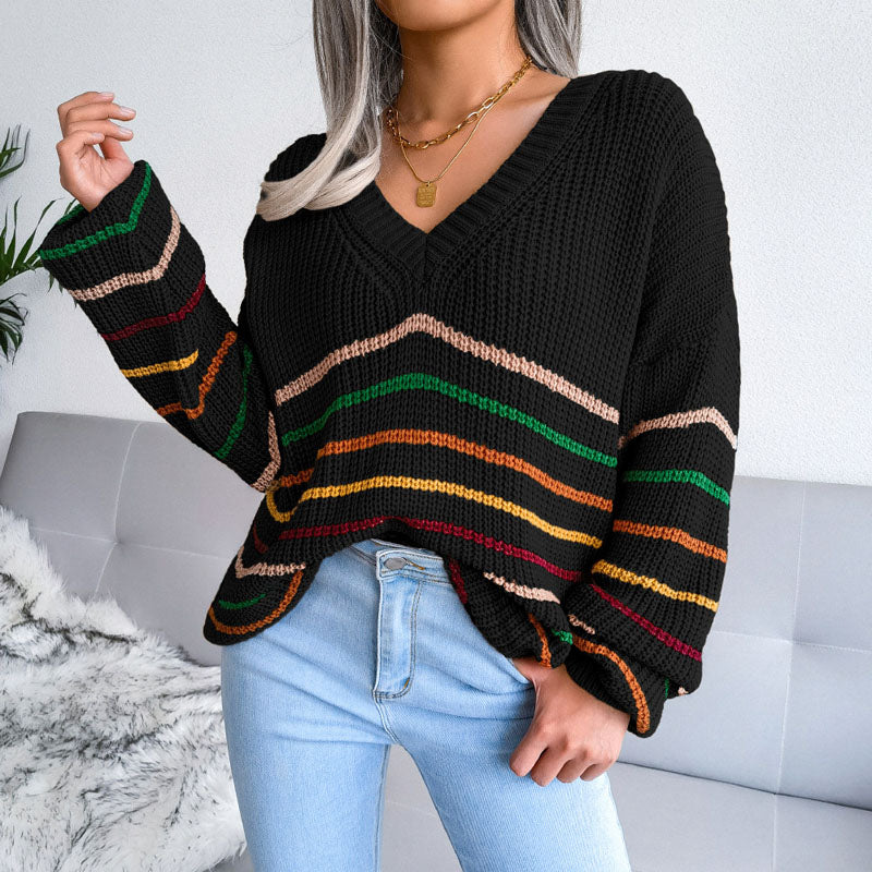 Xantina Sweater | Jersey Casual Rayas Cuello V