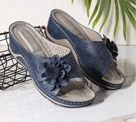 Xiomara® | Sandalias ortopédicas de piel suave con soporte para el arco del pie