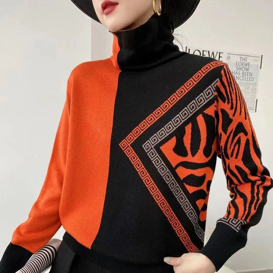 OLGA | Elegante jersey de cuello alto estampado