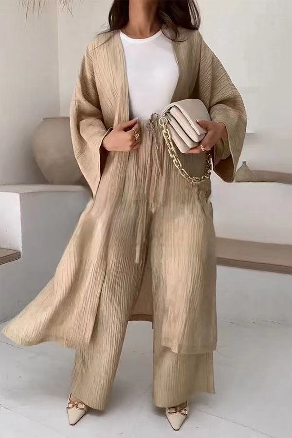 Elegancki Komplet Damski 2 Częściowy Kimono i Spodnie