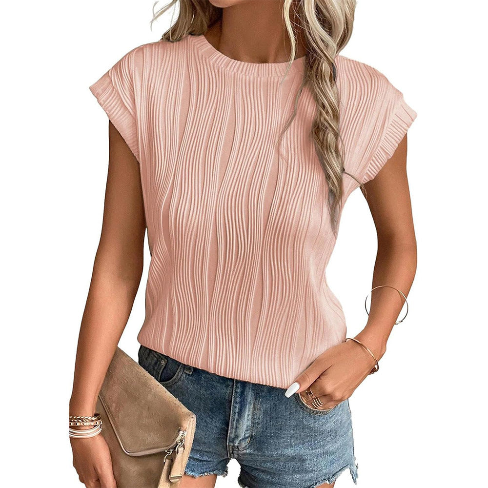 Aurelina - Tops casuales de cuello redondo para mujer