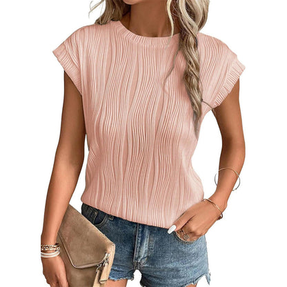 Aurelina - Tops casuales de cuello redondo para mujer