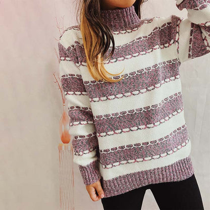 Lulani - Jersey de cuello alto a rayas para mujer