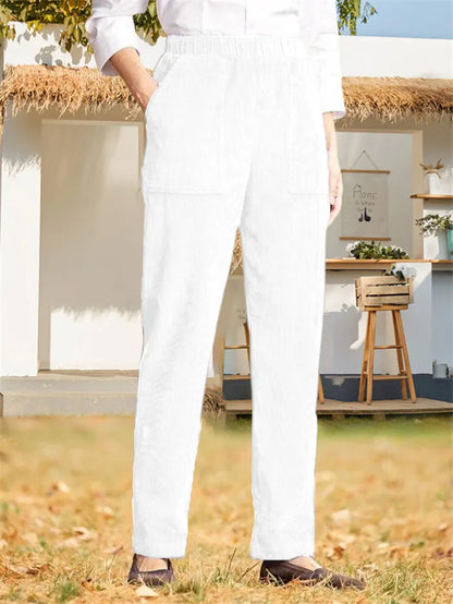 Pantalones de pana lisos para mujer