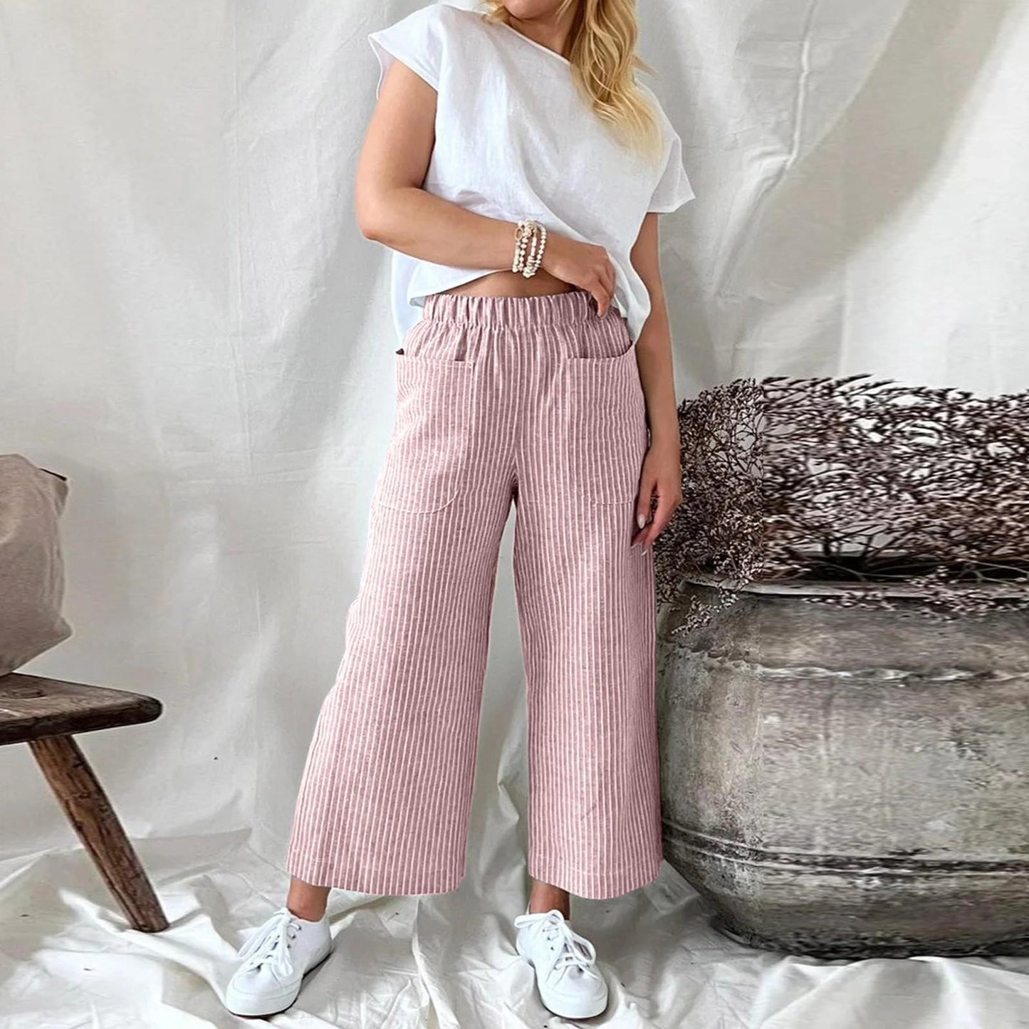 Katryn - Pantalones clásicos de franela para mujer