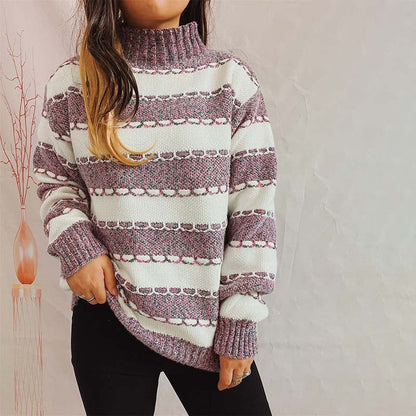 Lulani - Jersey de cuello alto a rayas para mujer
