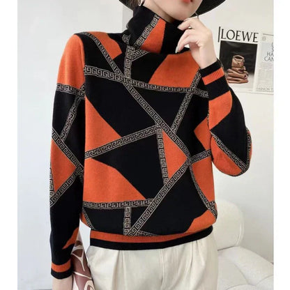 Pauline laurent | jersey estampado elegante con cuello de tortuga