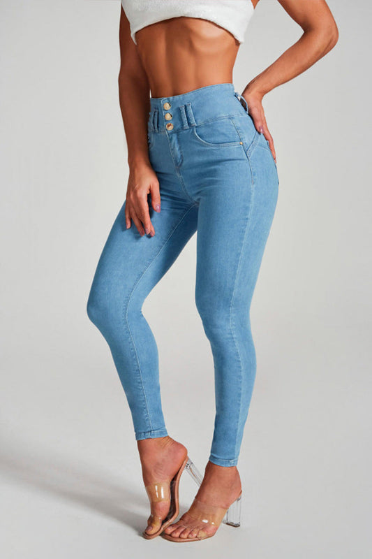 Vaqueros pitillo de talle alto para mujer