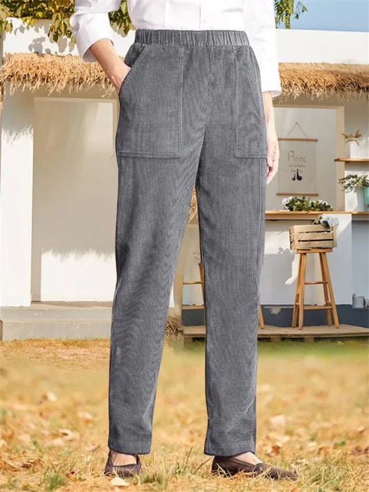 Pantalones de pana lisos para mujer