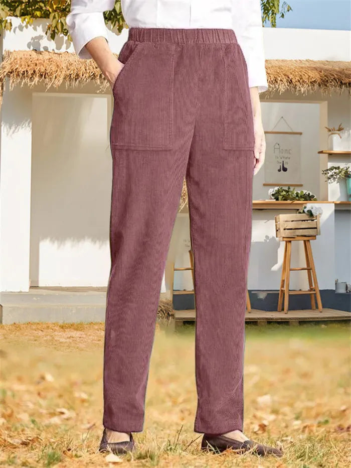 Pantalones de pana lisos para mujer