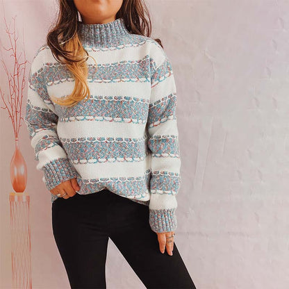 Lulani - Jersey de cuello alto a rayas para mujer