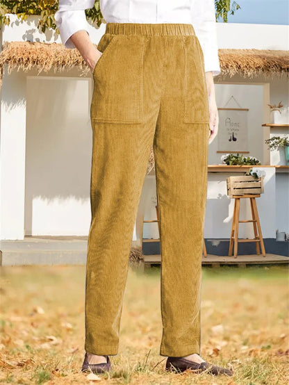 Pantalones de pana lisos para mujer