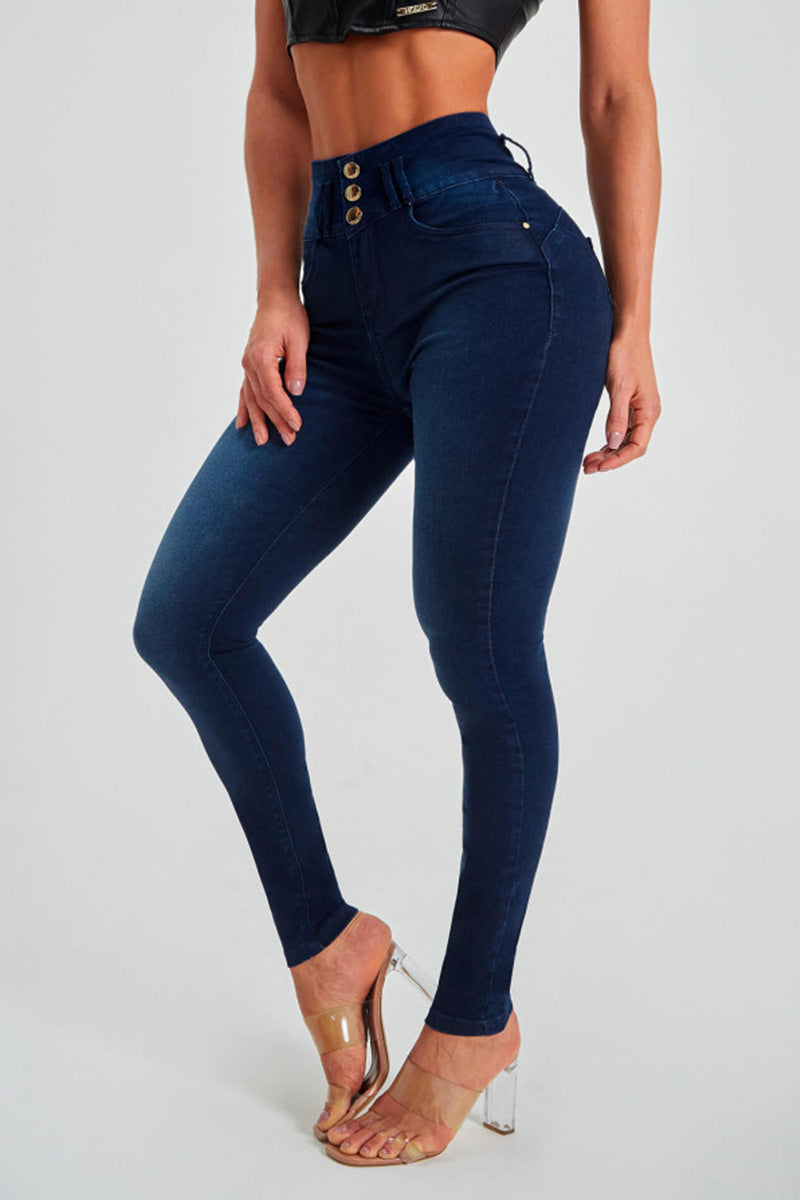 Vaqueros pitillo de talle alto para mujer