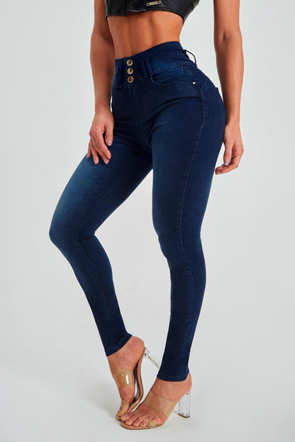 Vaqueros pitillo de talle alto para mujer