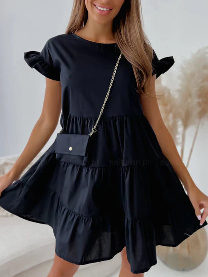 Vestidos con mangas anchas y escote redondo y dobladillo irregular