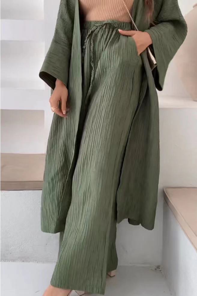 Elegancki Komplet Damski 2 Częściowy Kimono i Spodnie