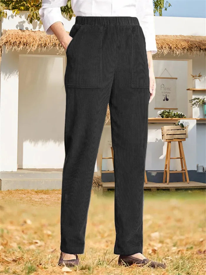 Pantalones de pana lisos para mujer
