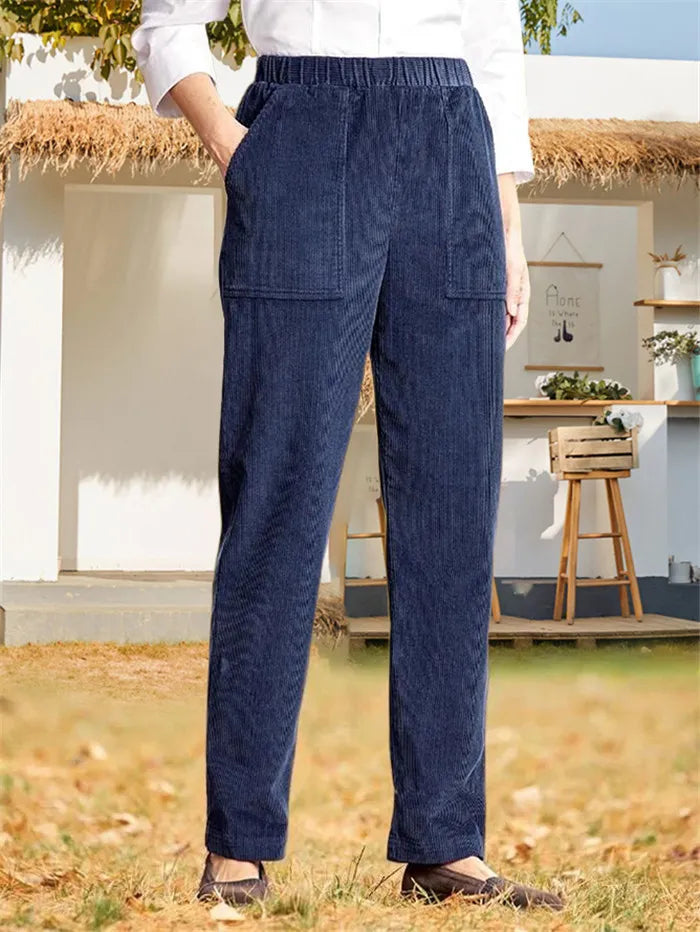 Pantalones de pana lisos para mujer