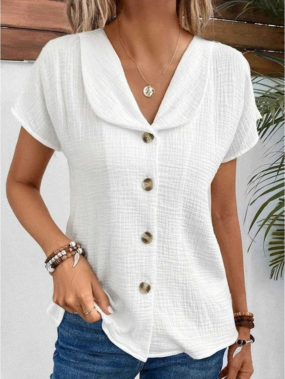 Ann - Top con cuello y botones