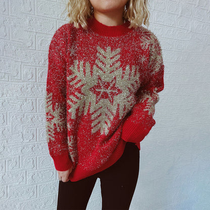 Xenita Sweater | Jersey de Navidad de punto rojo casual