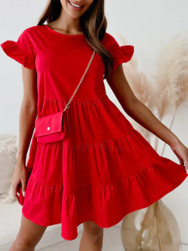 Vestidos con mangas anchas y escote redondo y dobladillo irregular