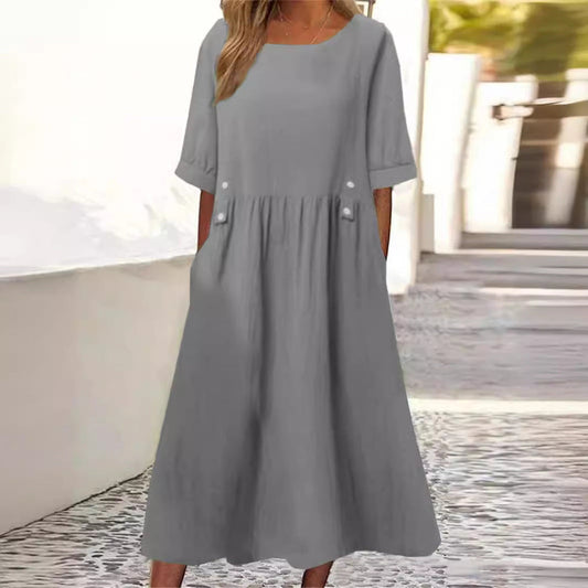 Vestido largo de verano con mangas medio largas y estilo ligero