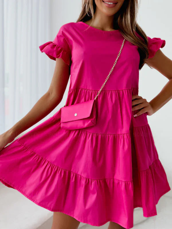 Vestidos con mangas anchas y escote redondo y dobladillo irregular