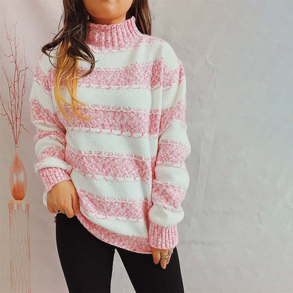 Lulani - Jersey de cuello alto a rayas para mujer