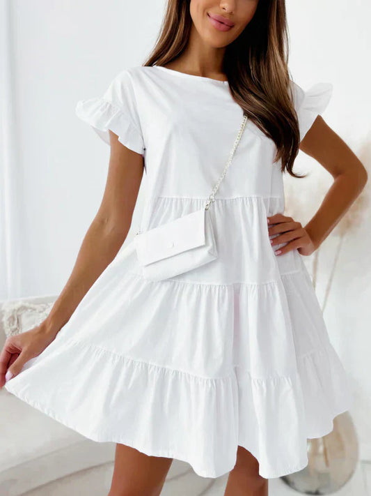 Vestidos con mangas anchas y escote redondo y dobladillo irregular