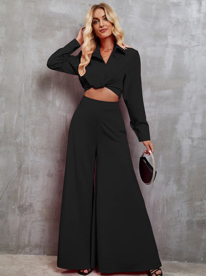 Cara - Conjunto Chic de manga larga y pierna ancha para mujer