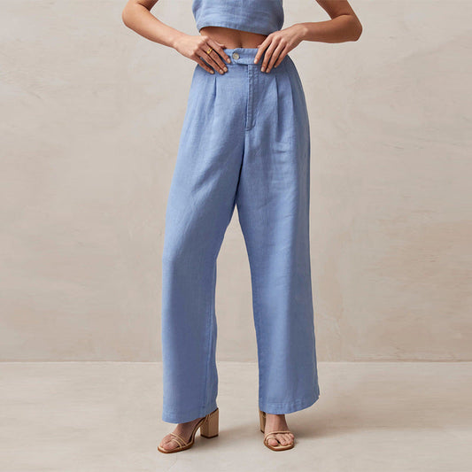 Berke - Pantalones de talle alto para mujer con perneras rectas sueltas