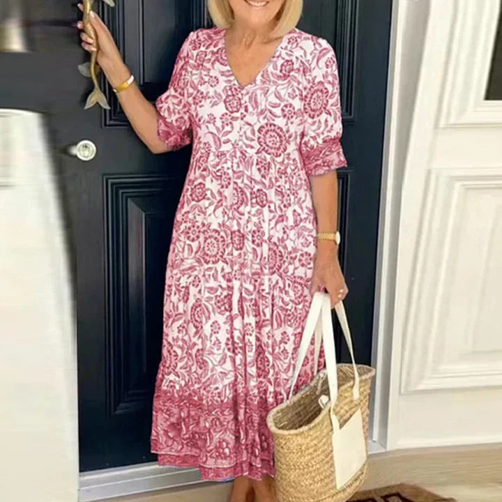 Elegante vestido boho con escote en V