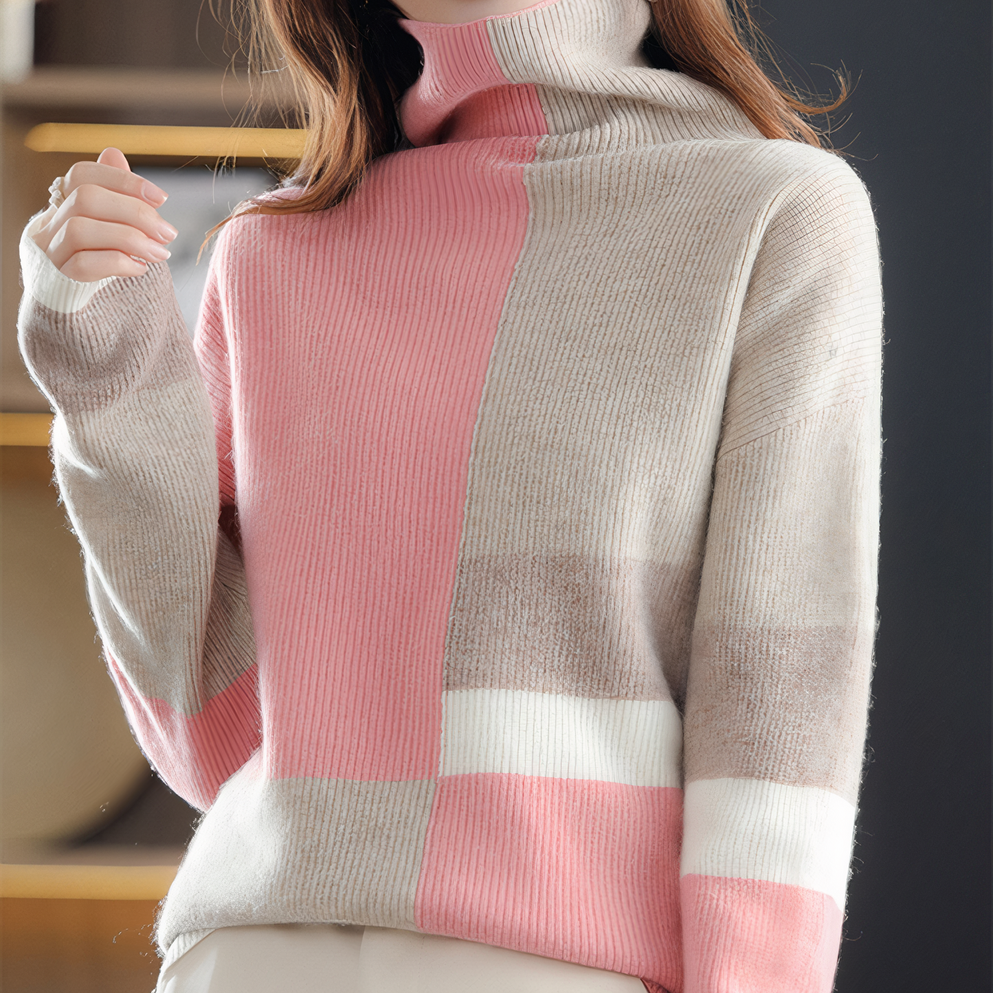 Jersey de cuello alto de colores | Oliva