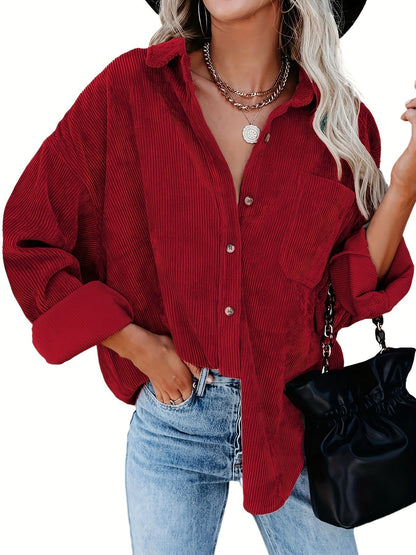 Camisa oversize de pana - Mangas largas y bolsillos funcionales