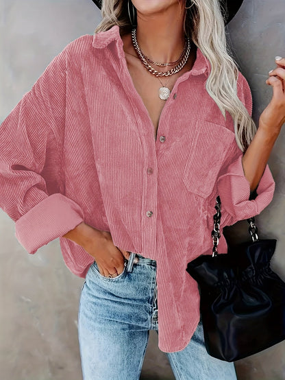 Camisa oversize de pana - Mangas largas y bolsillos funcionales