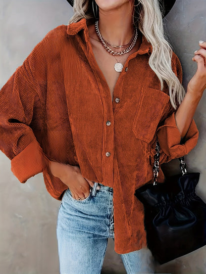 Camisa oversize de pana - Mangas largas y bolsillos funcionales