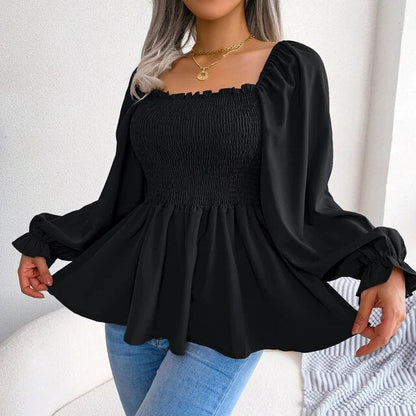 Blusa Salma | Blusa fruncida con mangas abullonadas