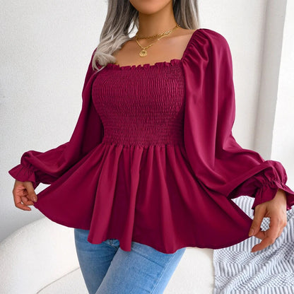 Blusa Salma | Blusa fruncida con mangas abullonadas