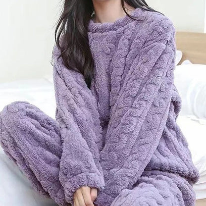 Heidi-Mode | Cálido conjunto de pijama de dos piezas de terciopelo acanalado - Ideal para el invierno