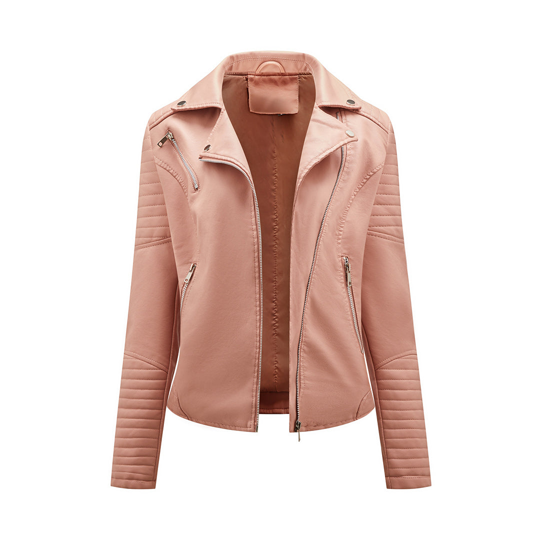 Elegante chaqueta de cuero para mujer