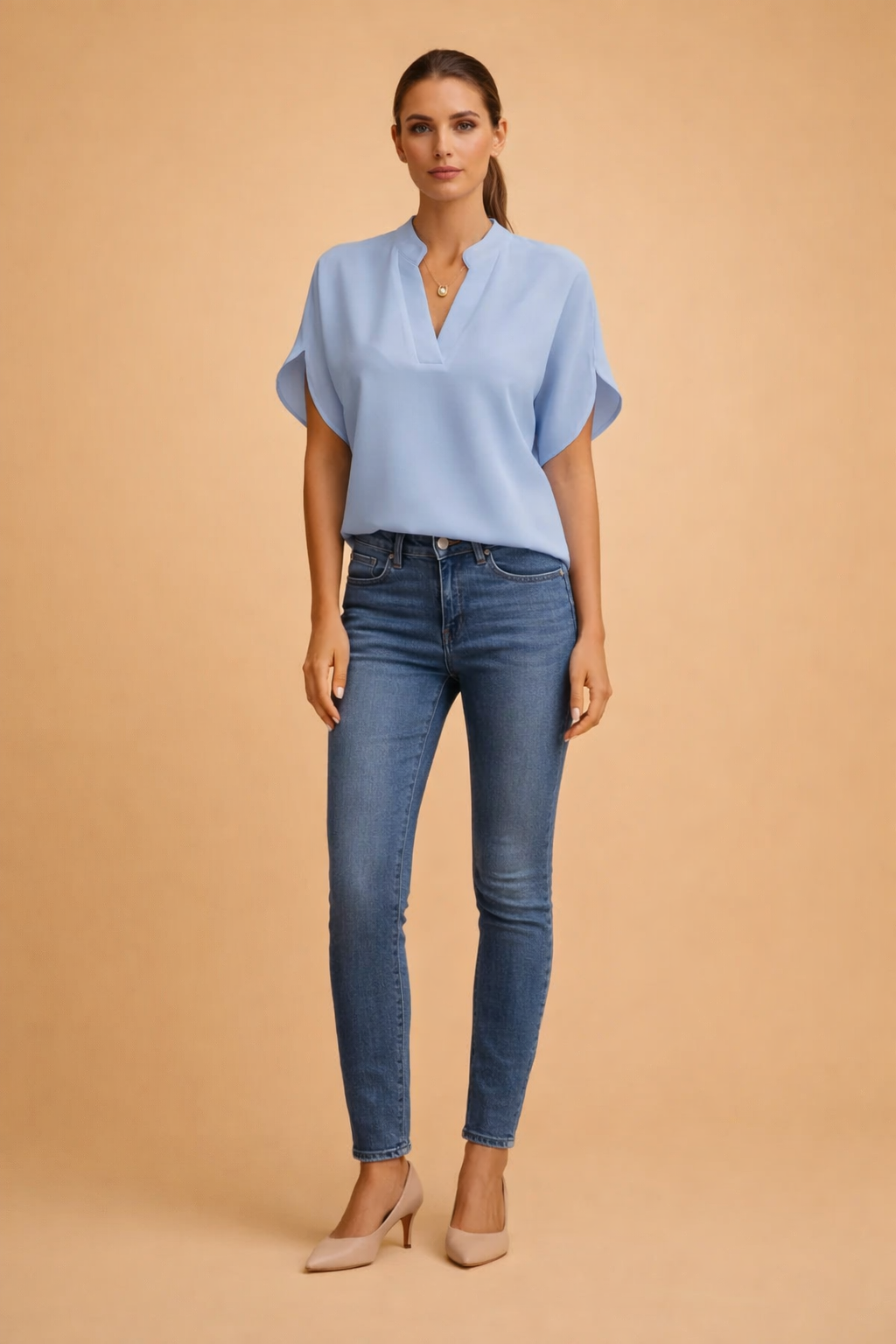 Damska Bluzka V-Neck Biurowa