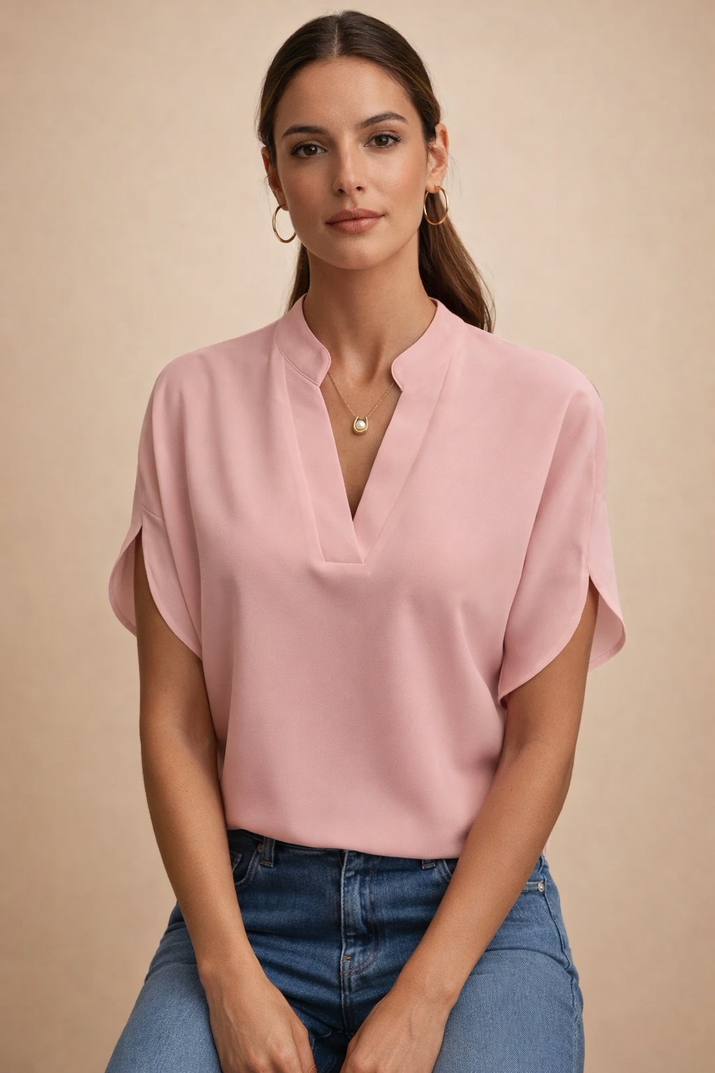 Damska Bluzka V-Neck Biurowa